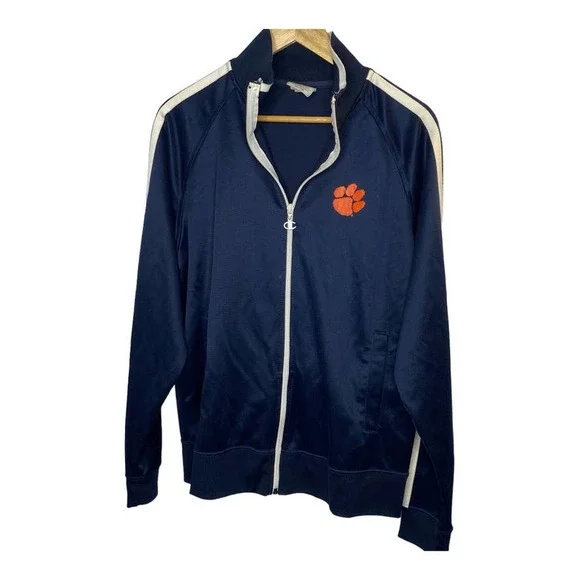 Champion Athletic CLEMSON TIGERS Full Zip Navy Blue Track Jacket MEN'S LARGE - Picture 2 of 11